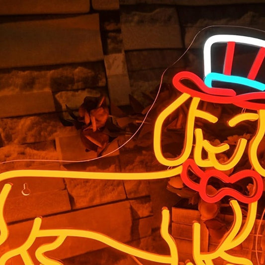 Fun Bright Wiener Dog in American Uncle Sam Top Hat Night Light Room Wall Decor