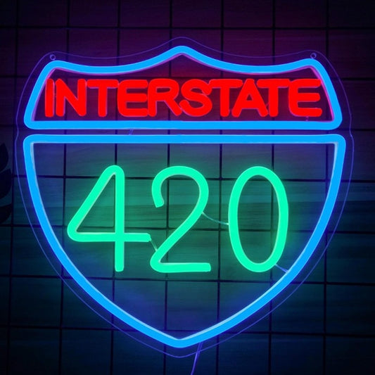 Fun Vivid Bright “Interstate 420” LED Night Light Room Wall Road Sign Decor
