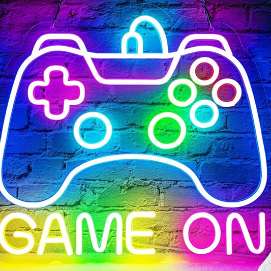 Crazy Colorful Rainbow “Game On” Video Game Controller LED Light Arcade Decor