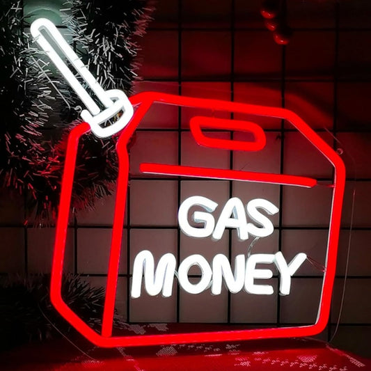 Vivid Bright Red “Gas Money” Gas Tank LED Night Light Room Wall Decoration
