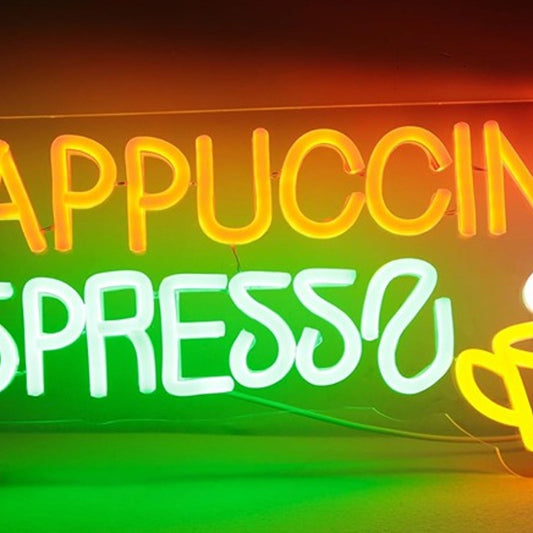 Warm Bright “Cappuccino Espresso” LED Night Light Coffee Shop Wall Sign Decor