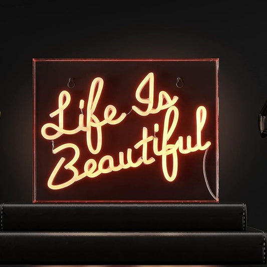 Lovely Warm Bright “Life is Beautiful” LED Night Light Box Room Wall Decoration
