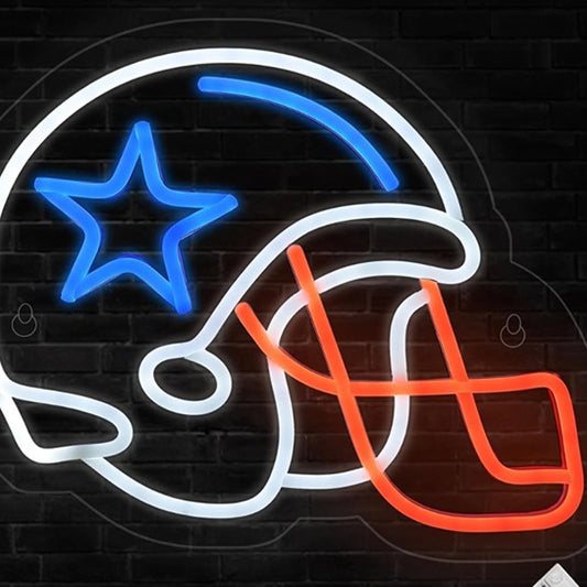 Vivid Bright Blue Star Cowboy Football Helmet Light NFL Sport Room Wall Decor