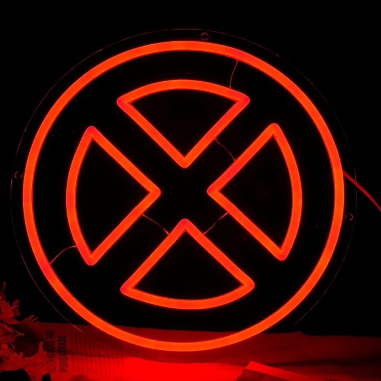 Vivid Bright Red Circle X LED Night Light Room Wall Decoration