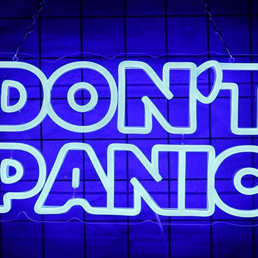 Vivid Bright Blue “Don’t Panic” LED Night Light Room Wall Decoration