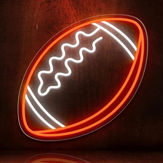 Vivid Bright Orange / White Football LED night Light Room Wall NFL Decor