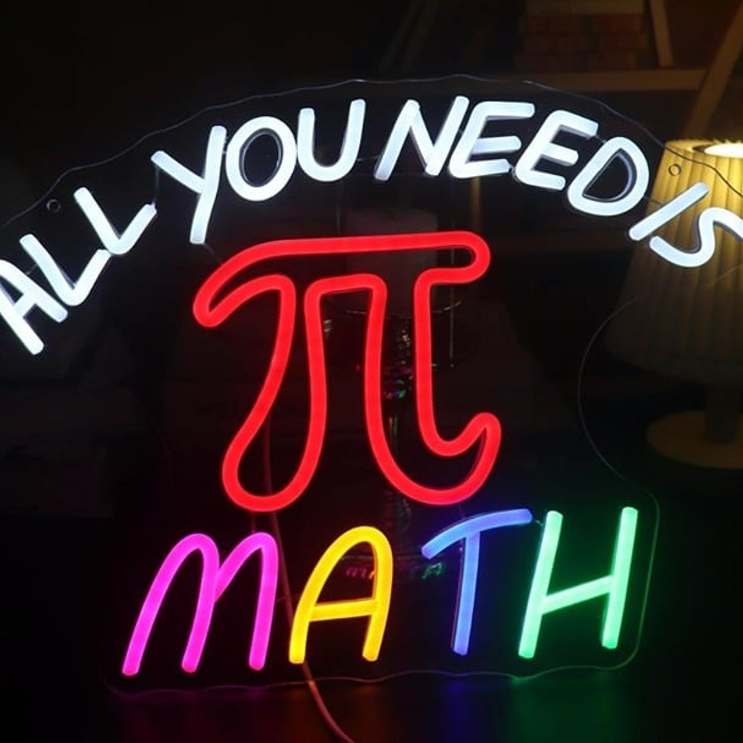 Fun Bright Colorful “All You Need is Math” Pie Sign Night Light Room Wall Decor