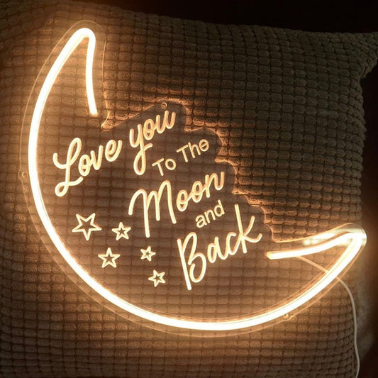 Adorable Love You to the Moon & Back LED Light Sign Wall Decoration