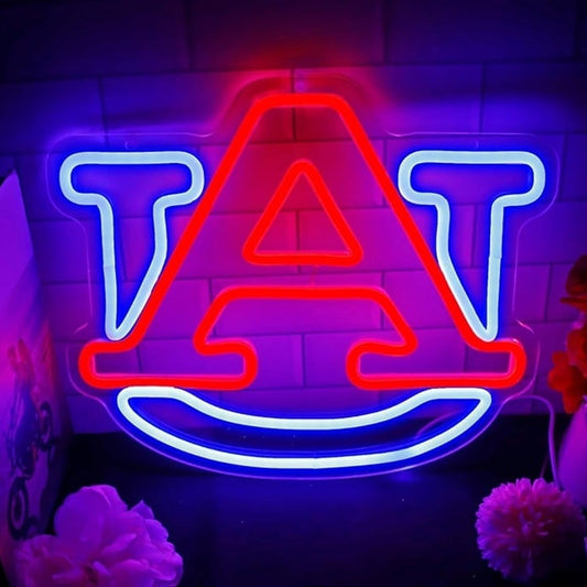 Vivid Bright Blue/Red UA University of Auburn Tigers LED Night Light Wall Decor