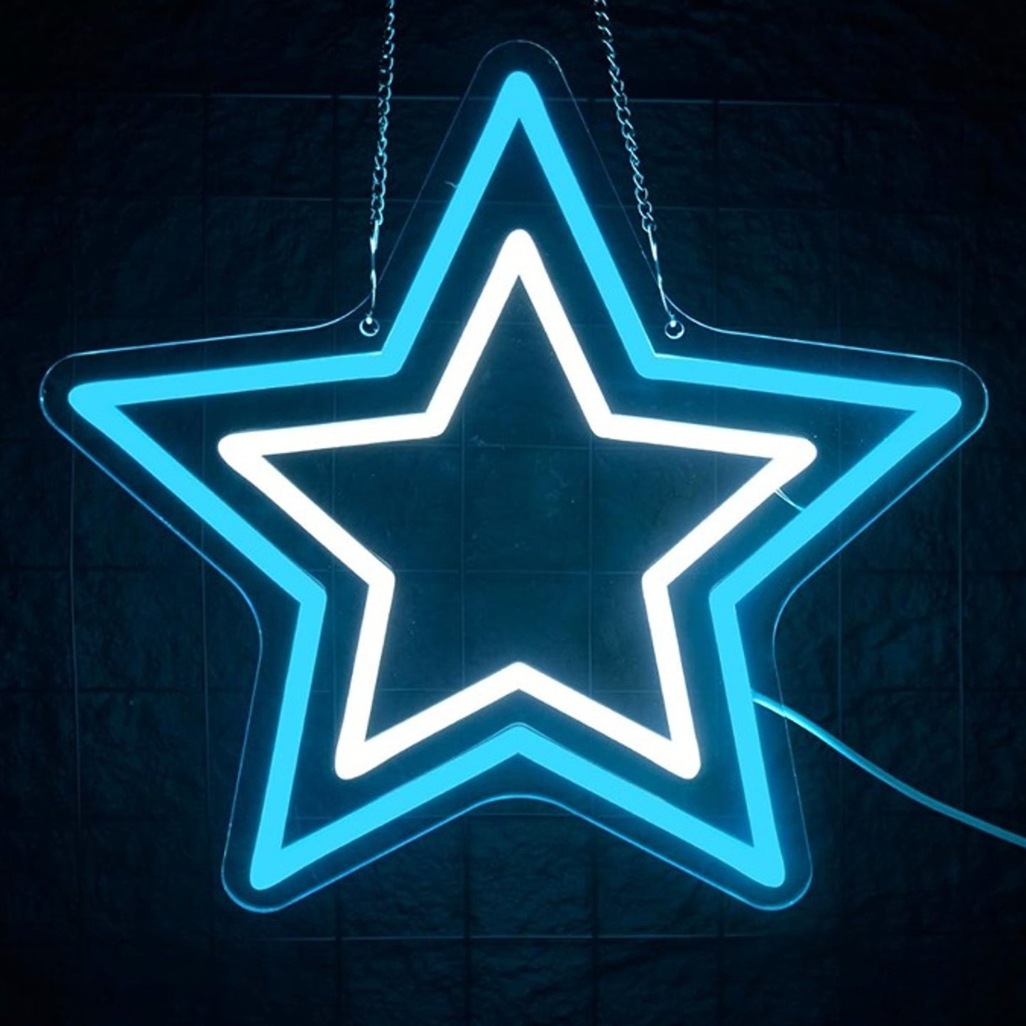 Bright Blue / White Double Star Cowboys LED Light Room Wall NFL Football Sport D