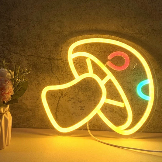 Lovely Bright Warm Yellow Spotted Mushroom LED Night Light Room Wall Decoration
