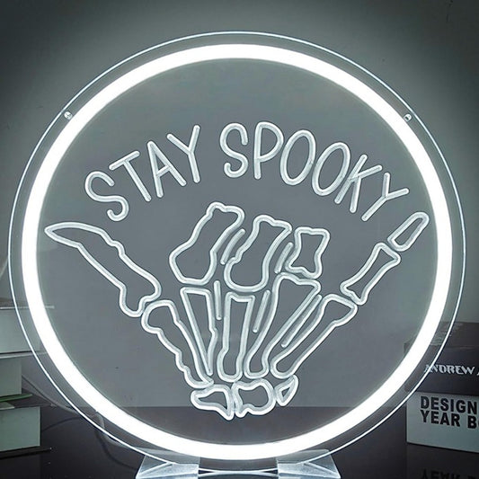 Fun Bright White “Stay Spooky” Cool Skeleton Hand LED Night Light
