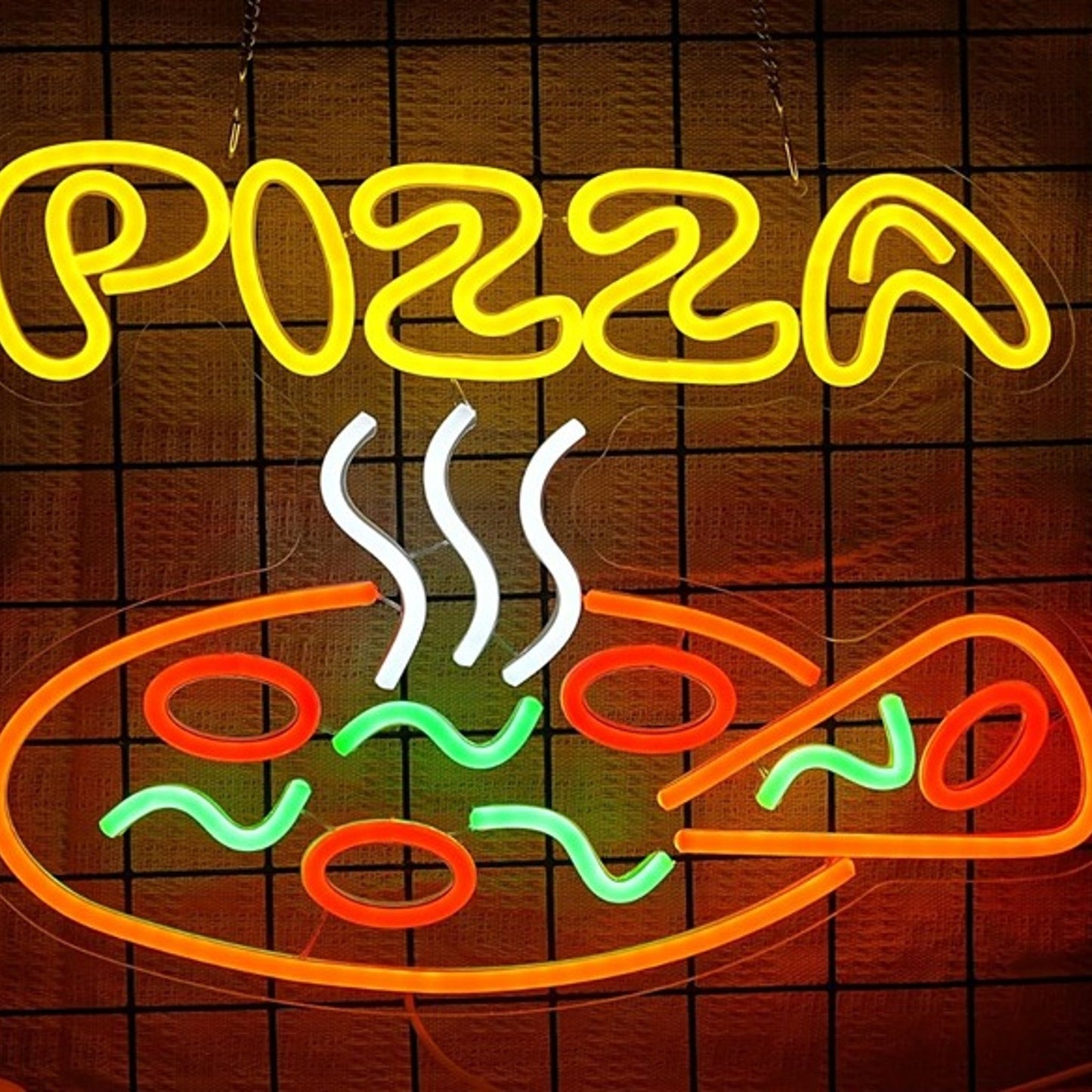Tasty Bright Colorful “Pizza” LED Night Light Wall Restaurant Sign Decoration