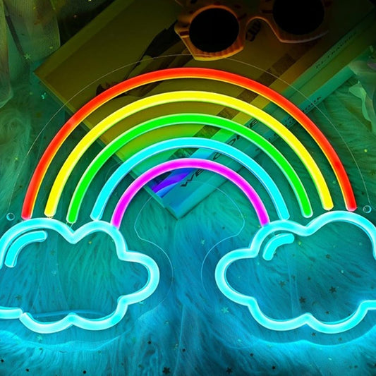 Lovely Bright Blue Cloud Rainbow LED Night Light Room Wall Decoration