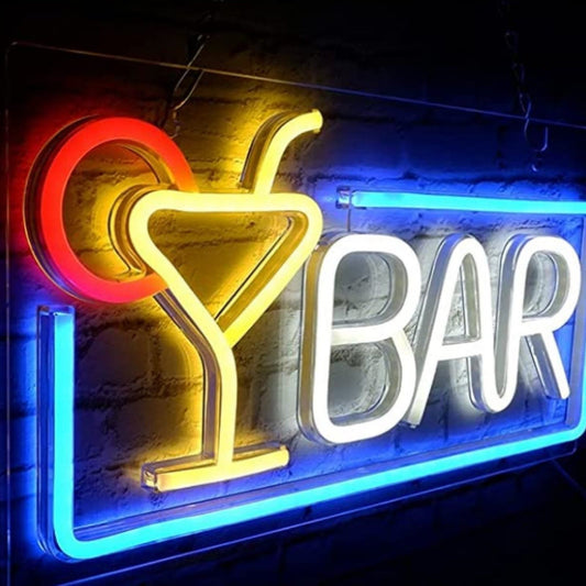 Large Bright Blue Bar Cocktail Margarita LED Light Sign Decoration