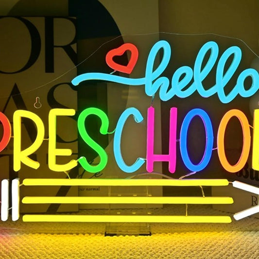 Lovely Bright Colorful “Hello Preschool” Pencil LED Night Light School Classroom