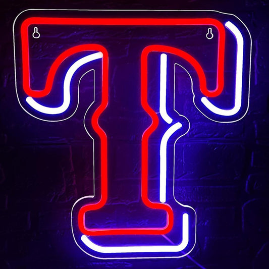 Vivid Bright Texas Rangers LED Night Light MLB Baseball Sports Room Wall Decor
