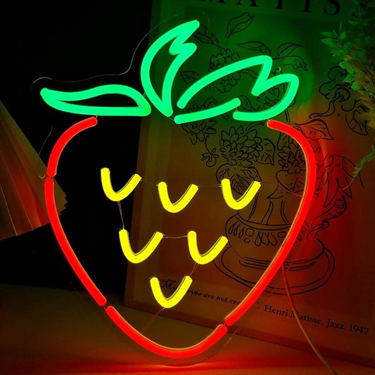 Tasty Bright Red Strawberry LED Night Light Fruit Room Wall Decoration