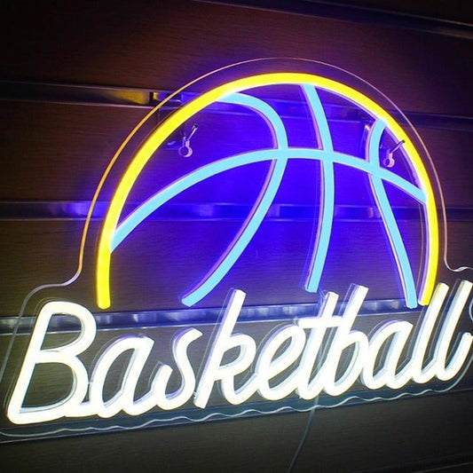 Fun Bright Blue BasketBall LED Night Light NBA Game Room Wall Sport Decor