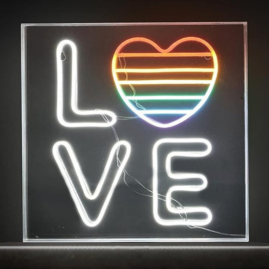 Lovely Bright Quality Rainbow Love Heart LED Light Night Box Light Room Wall Dec