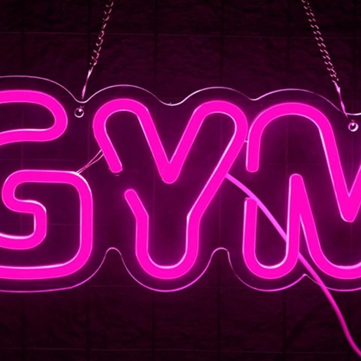 Fun Bright Pink “GYM” Fitness LED Light Exercise Wall Decoration