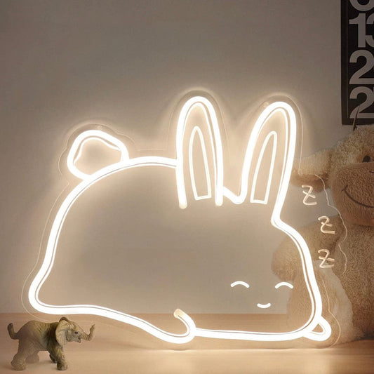 Cute Bright Sleeping Bunny Rabbit LED Night Light Room Wall Decoration