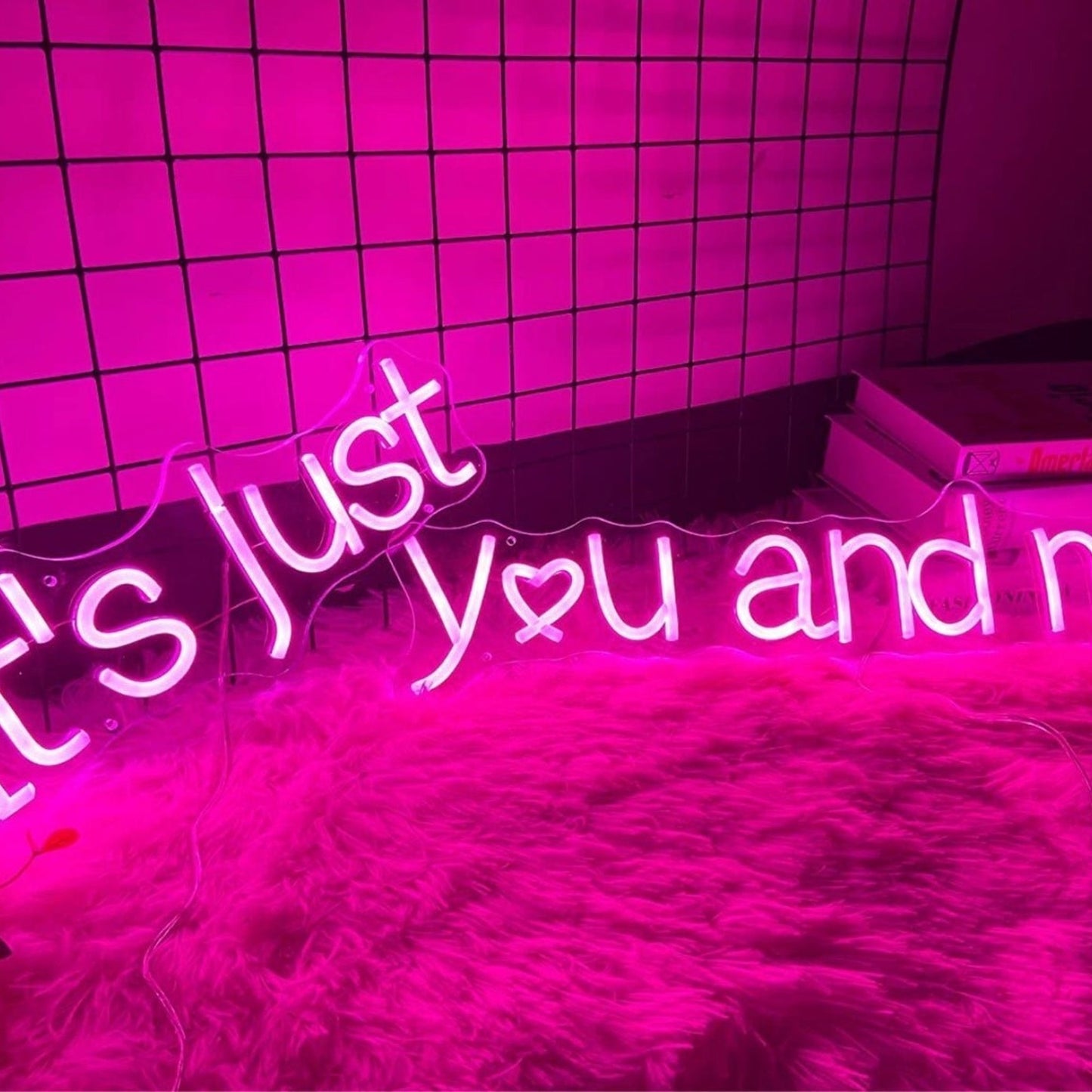 Romantic Bright Pink “It’s Just You and Me” LED Night Light Love Room Wall Decor