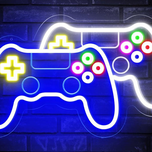 Fun Bright Blue & White Video Game Controller LED Light Room Wall Decor