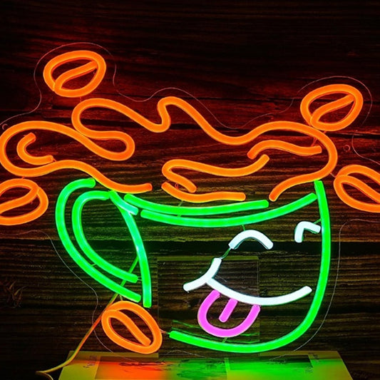 Fun Bright Silly Green Coffee Cup Mug LED Night Light Room Wall Decoration