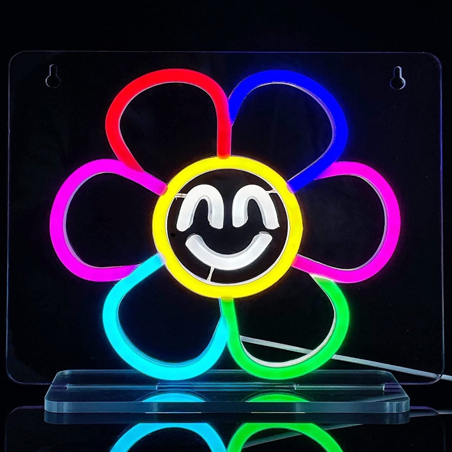 Lovely Happy Rainbow Flower LED Night Light Lamp Room Decor