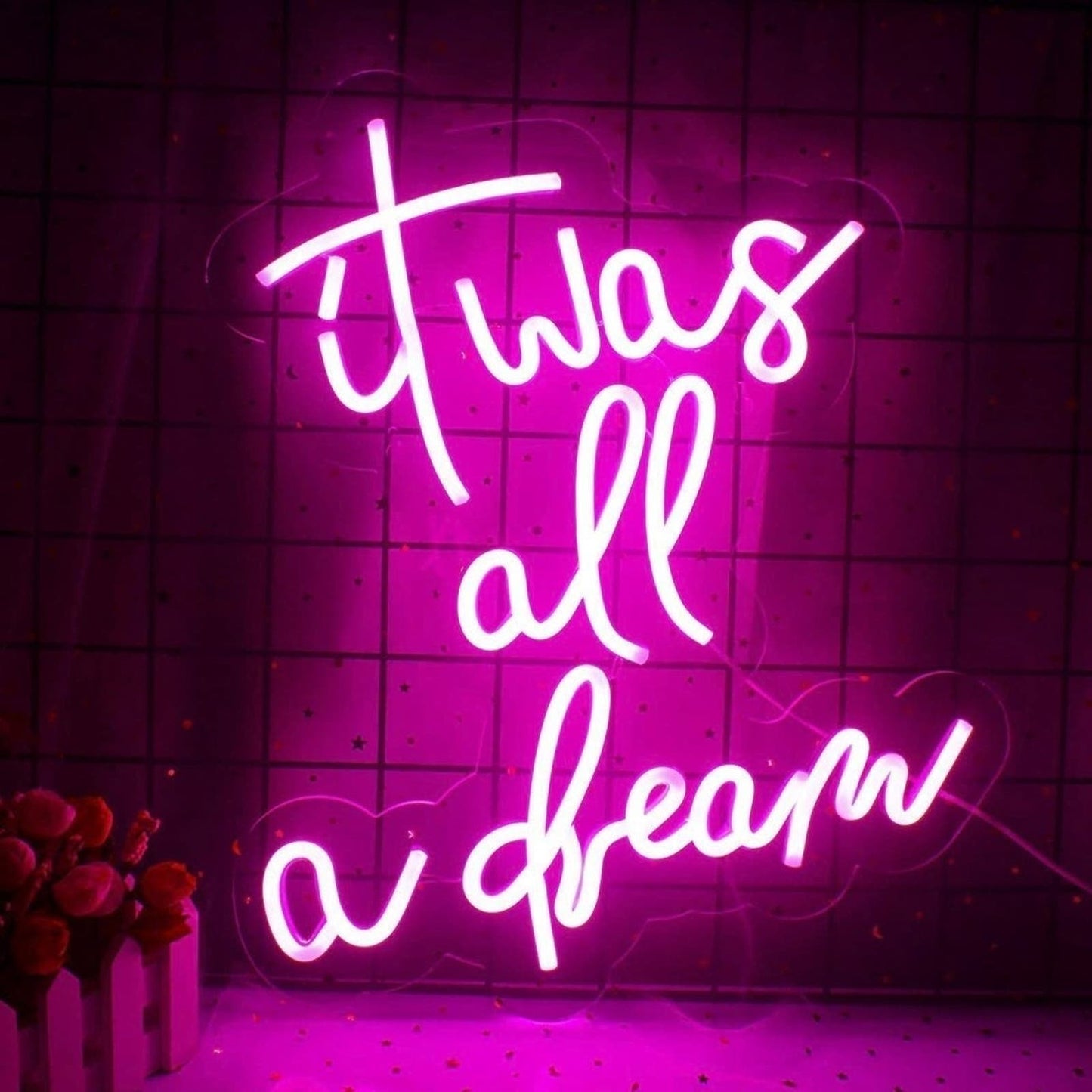 Bright Pink Vertical It Was All A Dream LED Light Sign Wall Decoration
