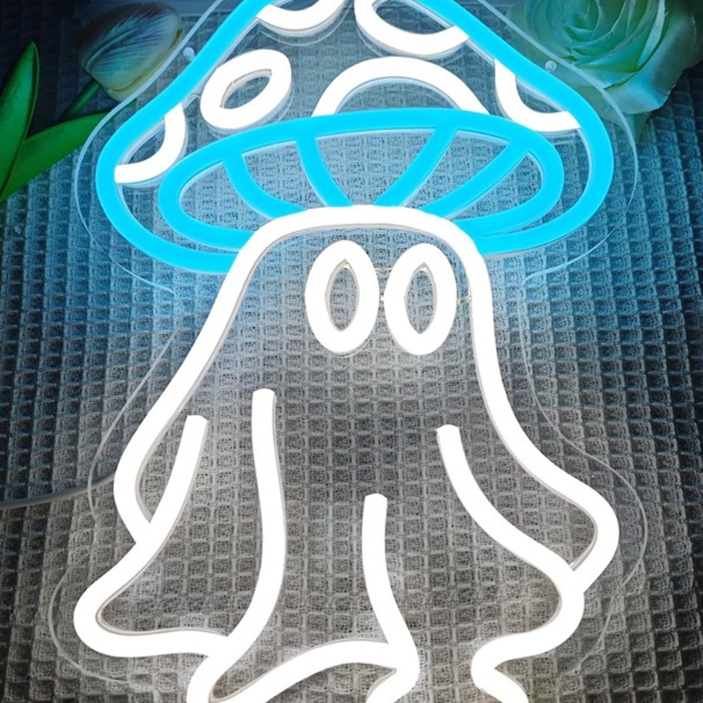 Fun Bright Blue Mushroom Head Ghost LED Night Light Room Wall Decoration