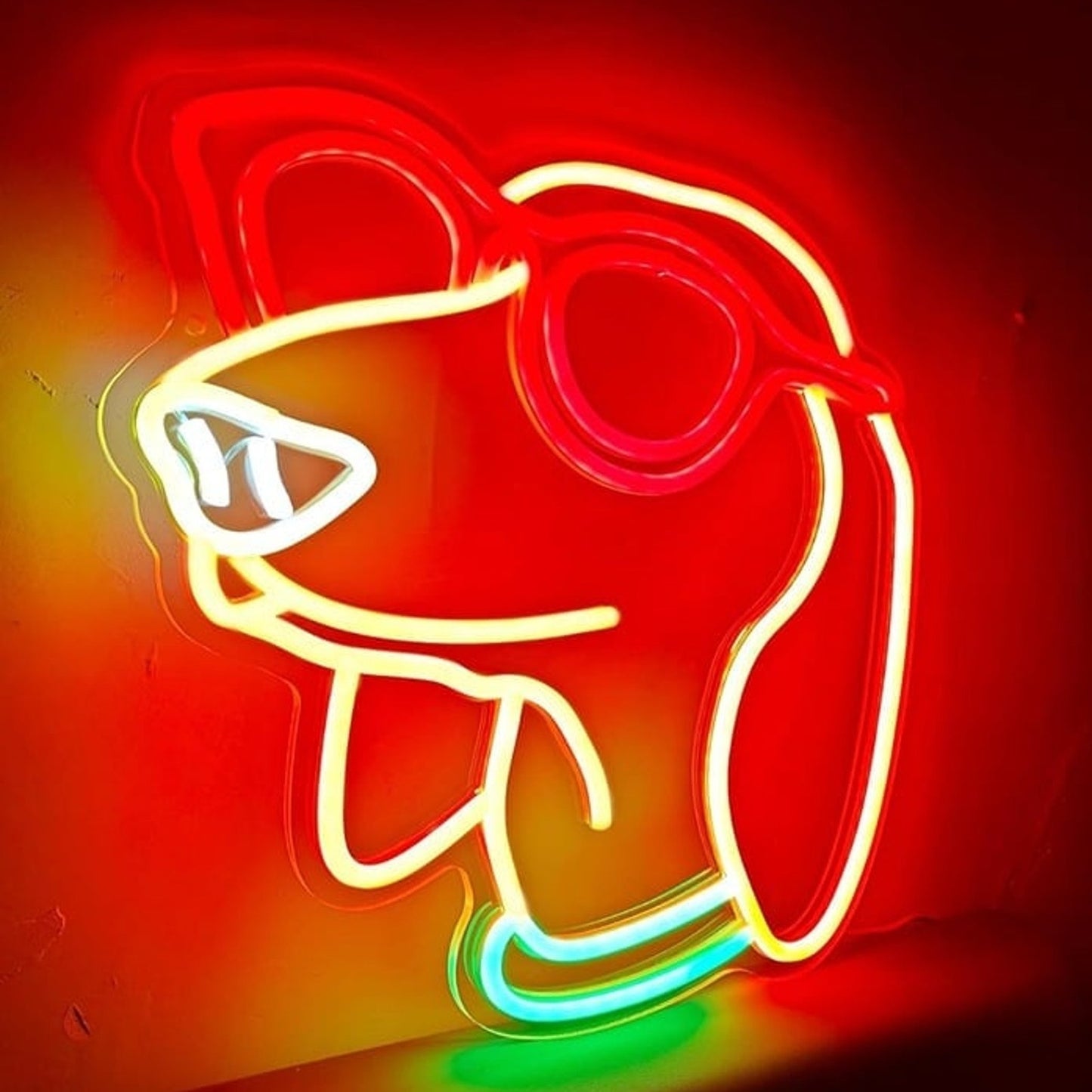 Fun Bright Dachshund Wearing Red Glasses LED Night Light Room Wall Decoration