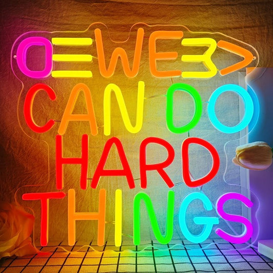 Fun Bright Colorful “We Can Do Hard Things” Pencil Night Light Room Wall Decor