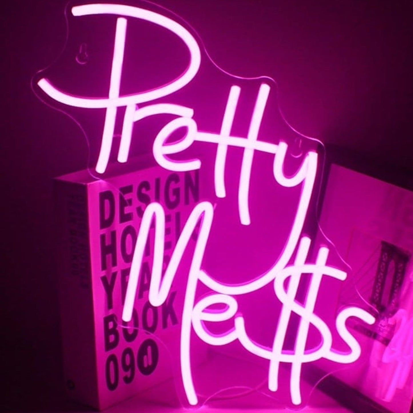 Fun Bright Pink “Pretty Mess” LED Night Light Room Wall Decoration