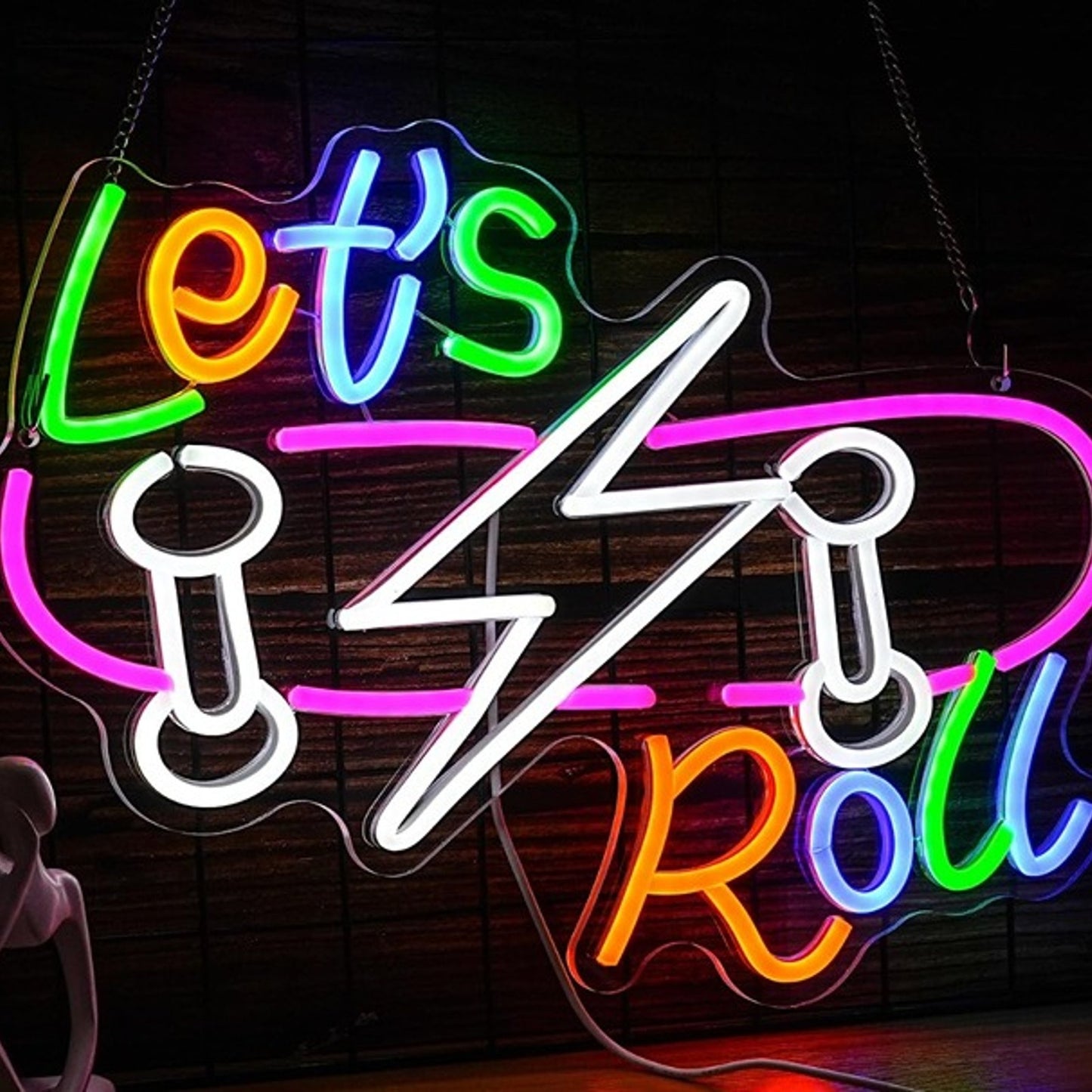 Fun Bright Colorful “Let’s Ride” Skateboard LED Night Light Room Wall Decoration