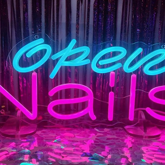 Vivid Bright Blue / Pink “Open Nails” LED Night Light Spa