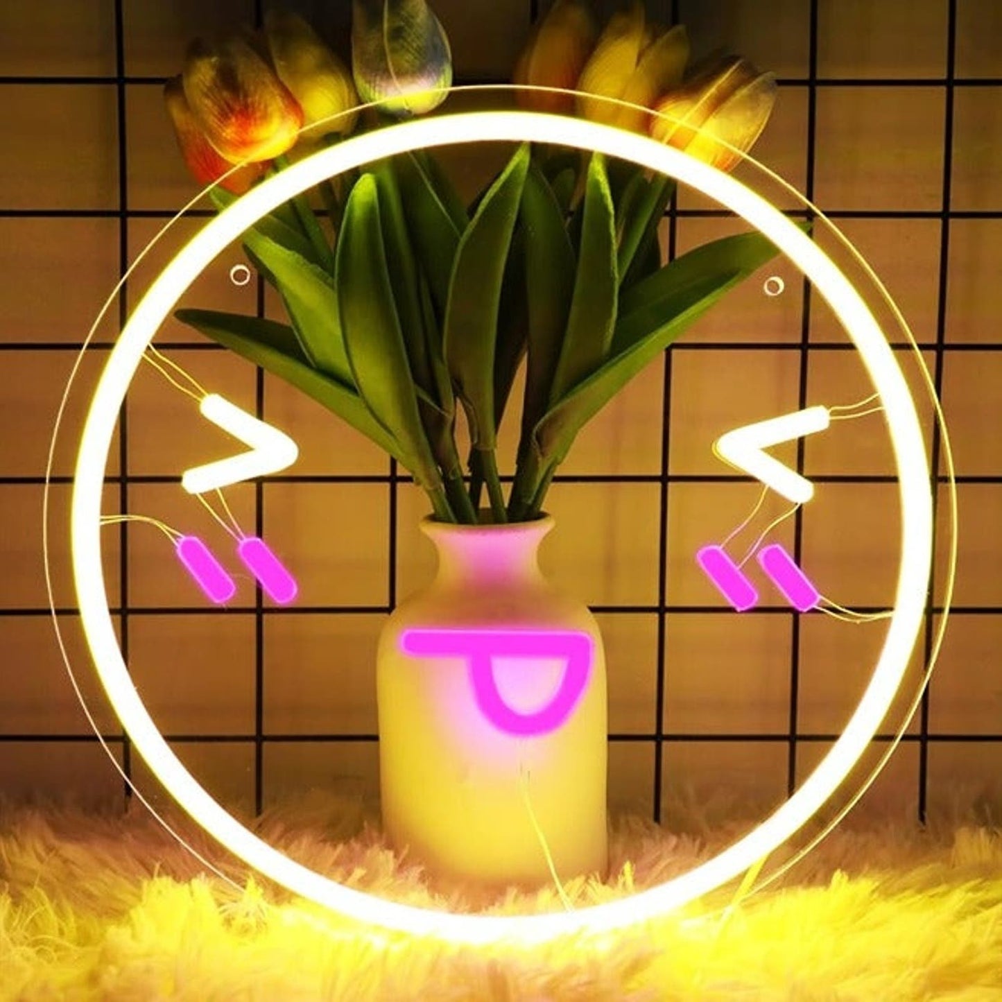Fun Vivid Bright Blushing Smiley Face LED Night Light Room Wall Decor