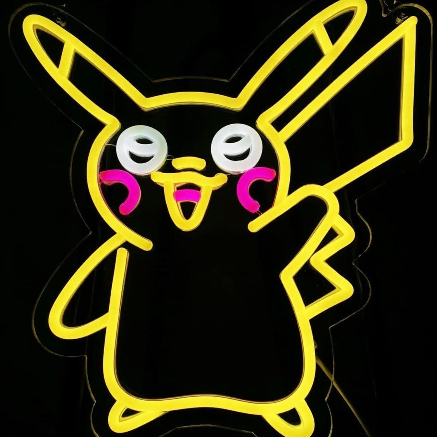 Cute Bright Yellow Waving Happy Pikachu LED Night Light Pokemon Room Wall Decor