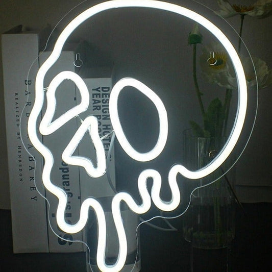 Spooky Bright White Melting Skeleton Skull LED Night Light Room Wall Decor