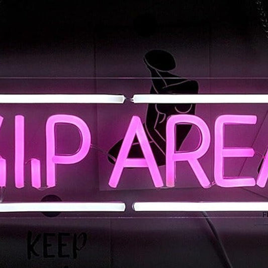 Vivid Bright White / Pink “VIP AREA” LED Night Light Party Room Wall Decor