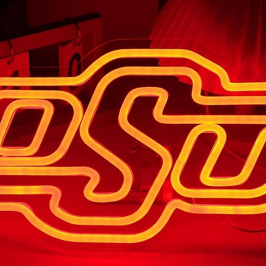 Vivid Bright Red OSU Oklahoma State University LED Night Light Room Wall Decor