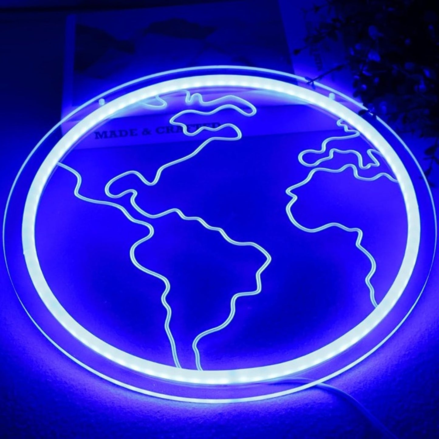 Vivid Bright Blue Planet Earth LED Night Light Room Wall Decoration