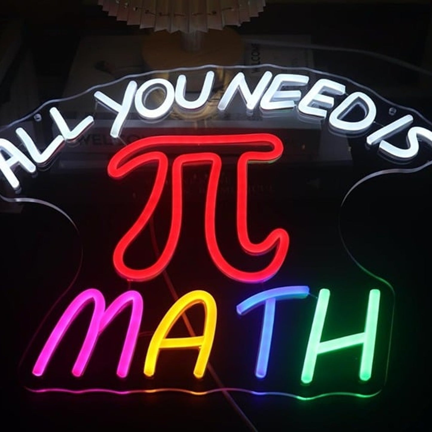Fun Bright Colorful “All You Need is Math” Pie Sign Night Light Room Wall Decor