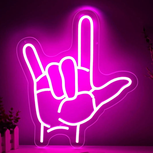 Lovely Bright Pink “I Love You” Hand LED Night Light Room Wall Decoration