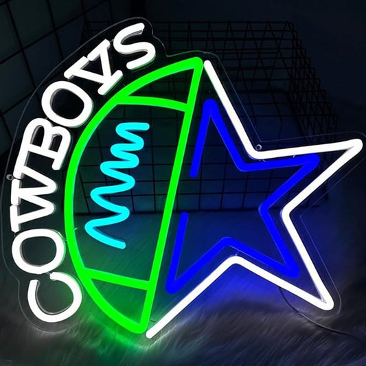 Vivid Bright Dallas Cowboys LED Night Light Football NFL Sport Room Wall Decor