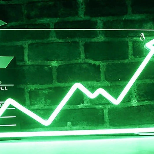 Bright Green Positive Bull Stock Market LED Night Light Sign Money Decor