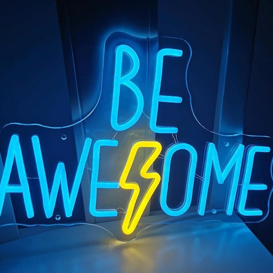 Cool Vivid Bright “Be Awesome” LED Night Light Room Wall Decoration