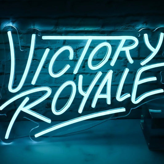 Vivid Bright Blue “Victory Royale” LED Night Light Room Wall Decoration