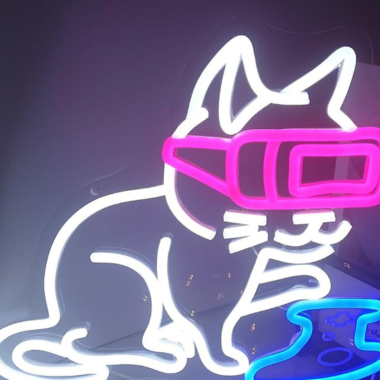 Fun Bright Kitty Cat Play VR Video Game LED Night Light Room Wall Decor